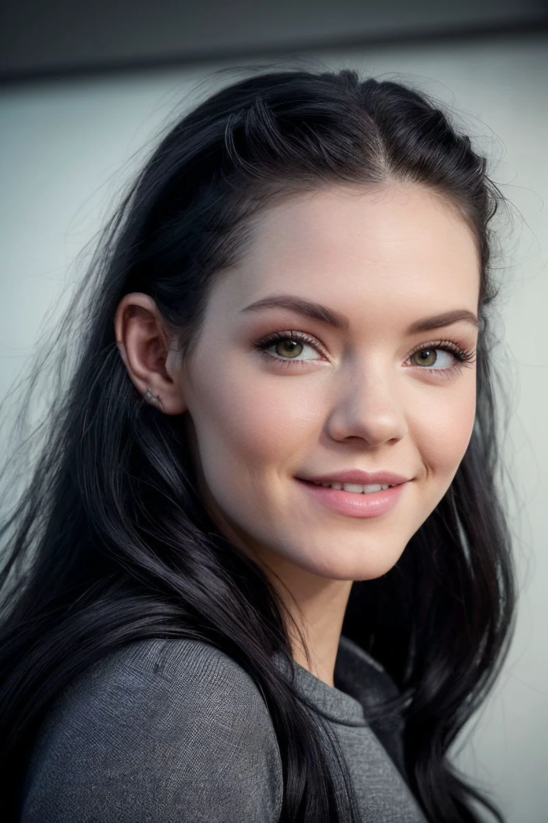 closeup headshot of S341_AnieDarling,an attractive woman,in front of a (material-wall),wearing a (sweatshirt:1.1),(smiling),(4k, RAW photo, best quality, depth of field, ultra high res:1.1),(absurdres, intricate, photorealistic, masterpiece, ultra-detailed:1.1),
