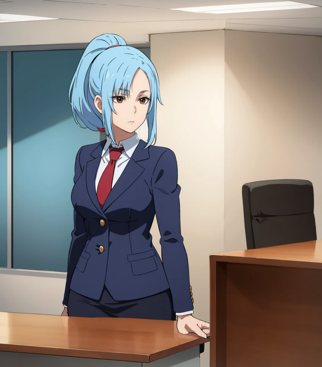 <lora:SC_Coolsan_MSV1:0.9>, skcoolsan,mature female,lightblue hair,brown eyes,