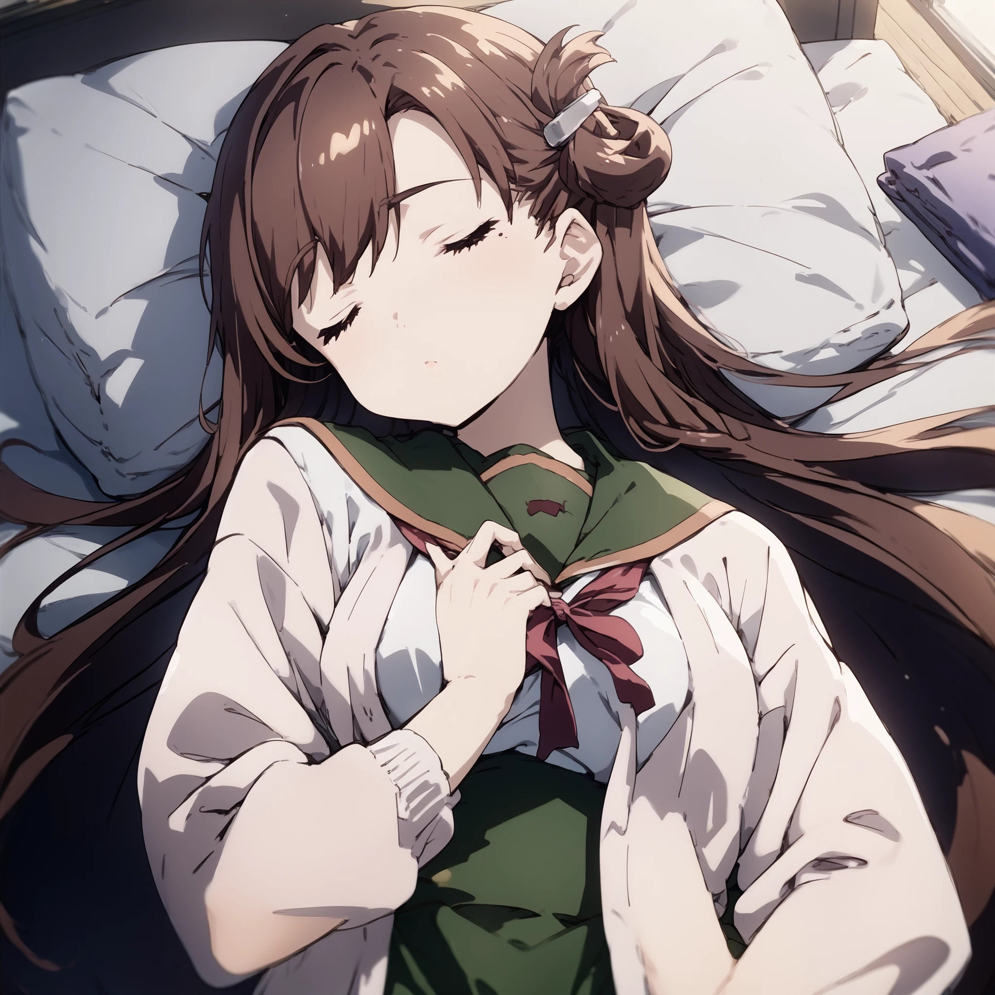 score_9,score_8_up,score_7_up, source_anime,
highres,absurdres,
anime_coloring,
BREAK
wakasa-yuuri, gakkou_gurashi!, 1girl, brown_hair, green_eyes, cardigan, school_uniform, mole_under_eye,
lying_on_bed,sleeping,
indoors,bedroom,
<lora:wyuuri-XLpony1:1>