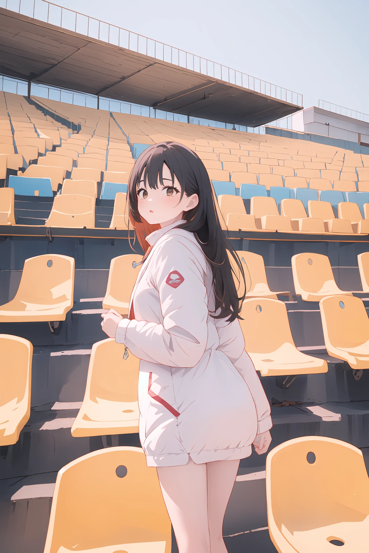 (best quality, masterpiece, highres),1girl,solo,long hair,romper,parka,ass focus,sony fe 12-24mm,dynamic_angle,
<lora:BX_stadium seats_v1.16:1>,seats,