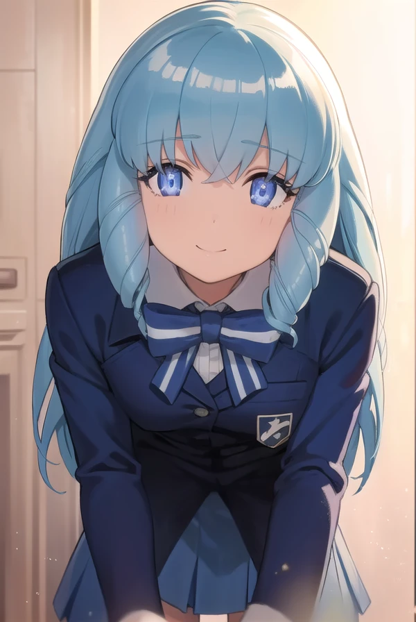 felicitationdudrakon, <lora:felicitation du drakon movie-lora-nochekaiser:1>,
felicitation du drakon, long hair, blue eyes, blue hair, drill hair, big hair, smile,
BREAK skirt, bow, jacket, pantyhose, pleated skirt, striped, bowtie, white skirt, white pantyhose, blue bowtie, blue jacket,
BREAK indoors, classroom,
BREAK looking at viewer, dynamic pose,
BREAK <lyco:GoodHands-beta2:1>, (masterpiece:1.2), best quality, high resolution, unity 8k wallpaper, (illustration:0.8), (beautiful detailed eyes:1.6), extremely detailed face, perfect lighting, extremely detailed CG, (perfect hands, perfect anatomy),