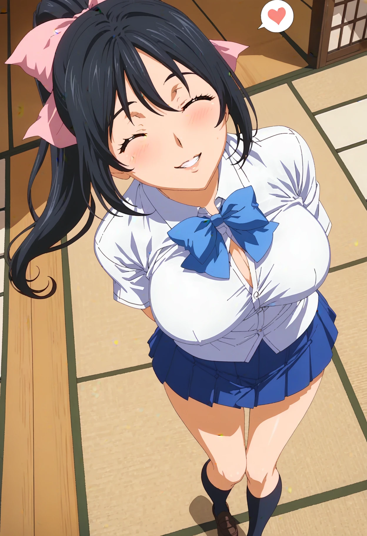 Tendou_KasumiV2,cel anime,official art,(cowboy shot:1.3),central framing,centered in frame,(day), classroom,(from very below,ceiling:1.3), (cute cheerleader uniform costume, cute super short box_pleated_miniskirt ,sexy_frilled_white_panties,sexy bare thigh:1.3),(standing on one leg, leg lift, standing split to show panties,:1.6), (upskirt:1.2),slender body,thin body,brown_hair, long_hair, low ponytail, hair_ornament,Blue_Eyes, (rope shibari over the clothes:1.4),(arms behind head,arched back:1.2),blue sailor collar, bow, knee boots, choker, white gloves, blue choker, elbow gloves, jewelry, earrings, blue skirt,(standing on one leg, leg lift, standing split to show panties,:1.6), 
1 girl, 18yo,Young female,Beautiful Finger,Beautiful long legs,Beautiful body,Beautiful Nose,Beautiful character design, perfect eyes, perfect face,
(frown,shame,embarrassed,anger,troubled eyebrows,crying,opened eyes tightly, opened mouth,screaming,full face blushing,:1.3),(Beautiful,large_Breasts,natural pointy tits:1.2), (beautiful_face:1.5),(narrow_waist),panties,cameltoe, erotic,
NSFW,extremely detailed CG unity 8k wallpaper, perfect lighting,Colorful, Bright_Front_face_Lighting,
(masterpiece:1.0),(best_quality:1.0), ultra high res,4K,ultra-detailed,
photography, 8K, HDR, highres, absurdres:1.2, Kodak portra 400, film grain, blurry background, bokeh:1.2, lens flare, (vibrant_color:1.2),