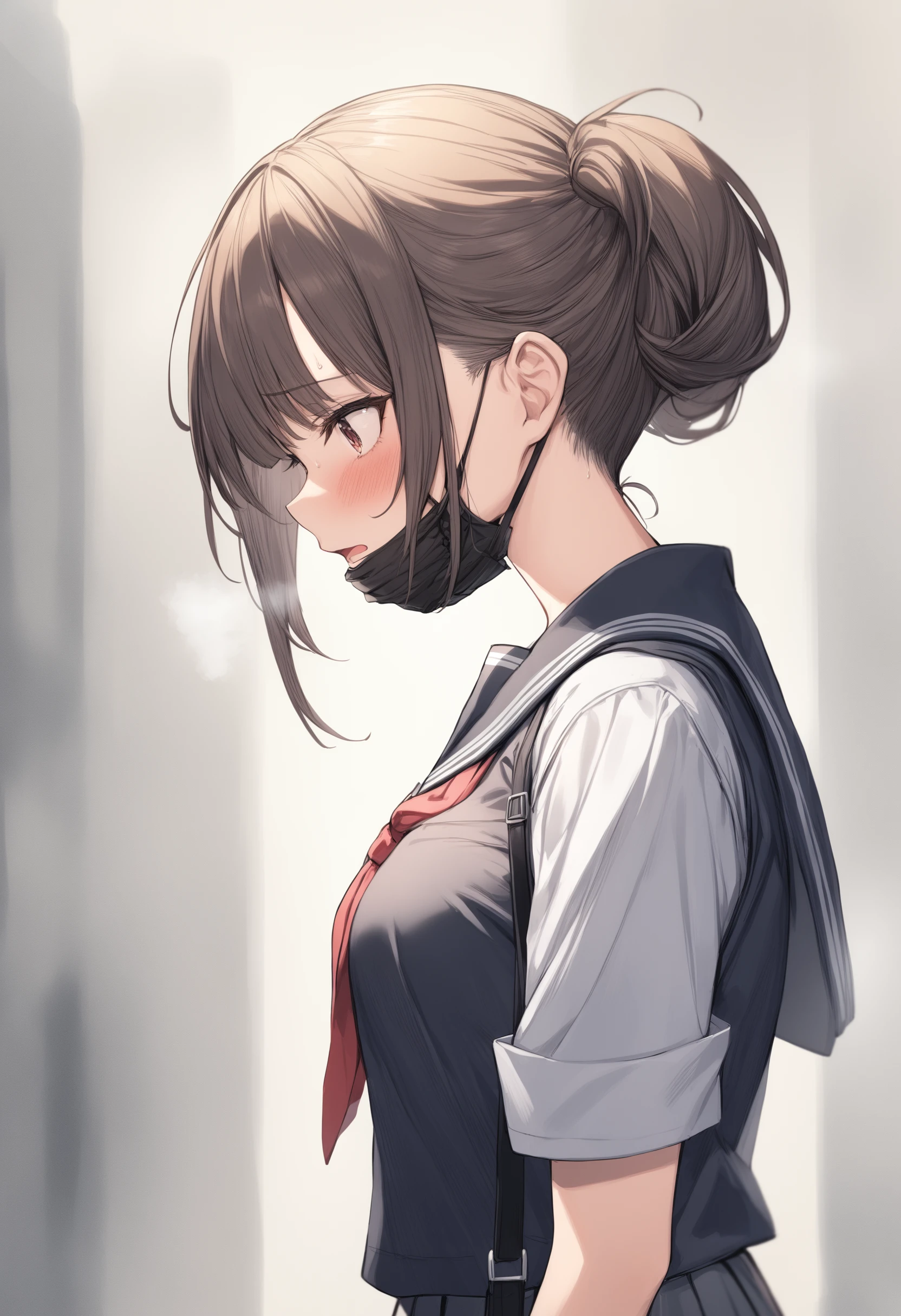 1girl, <lora:sdxl2-flat2-512b:-1>,medium breasts,school uniform,
<lora:jawmaskXLv1:0.6>,jawmask,
from side, portrait, looking down, embarrassed, bar, open mouth,
best quality,medium quality,