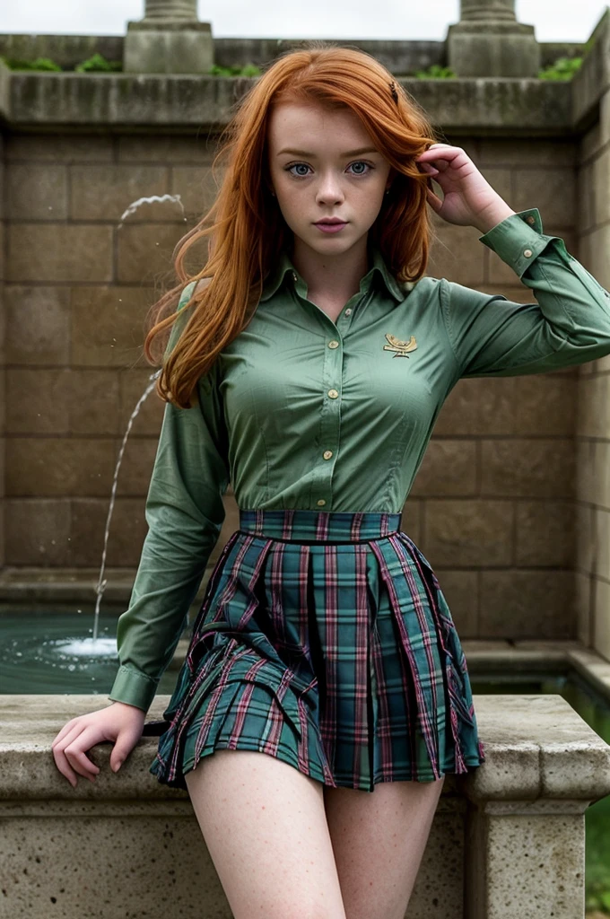 tv_Lass_Suicide_SG_V1, by an intricately detailed fountain, ((wearing a dress shirt and skirt)), (((relaxed))), "epic-Ultra-HD-details", "epic-Ultra-HD-highlights", detailed skin, pores,