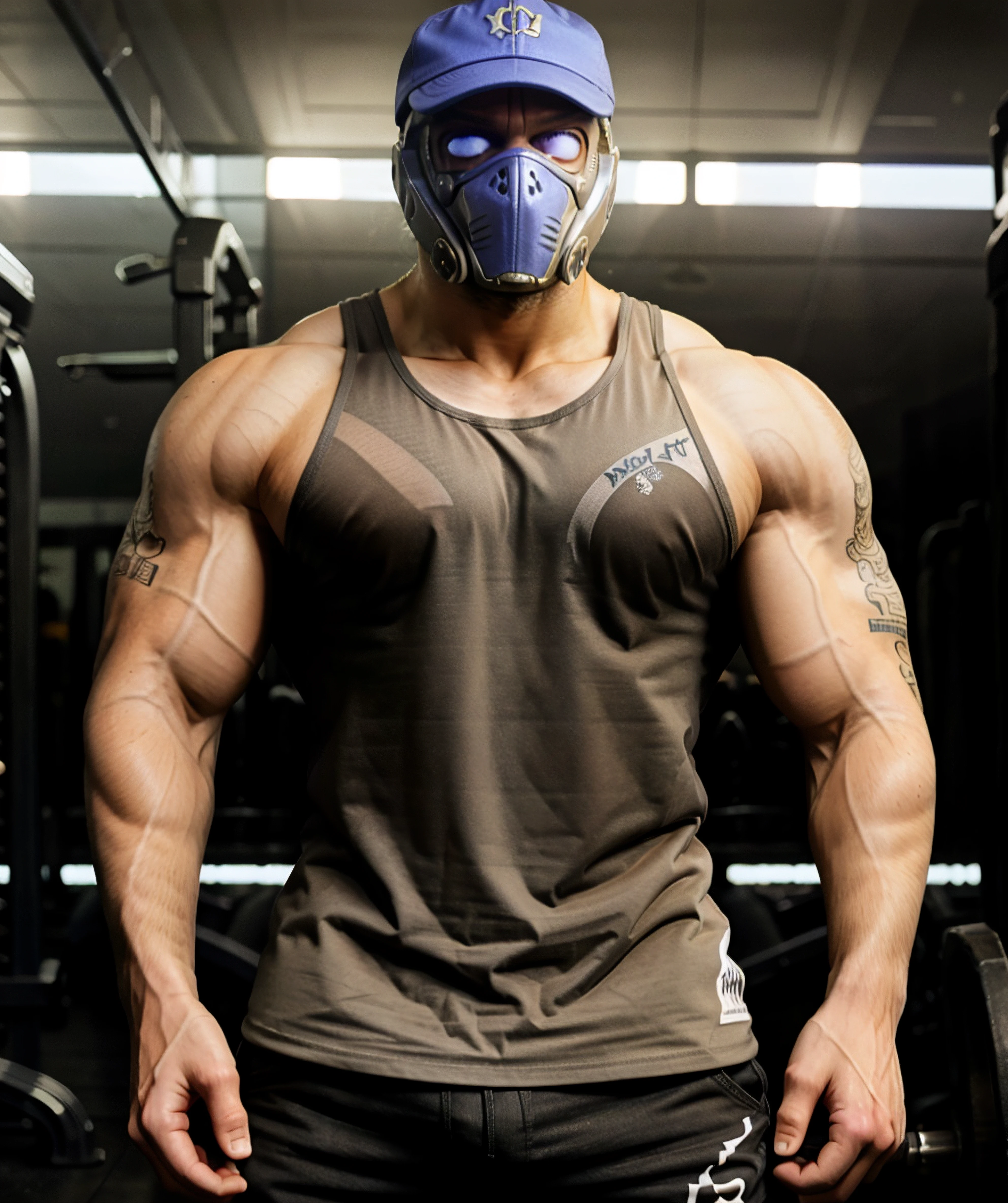 brainwashing, male, programming, super soldier experimentation, muscle growth, hypnotic visor, spirals, half-naked, helmet,