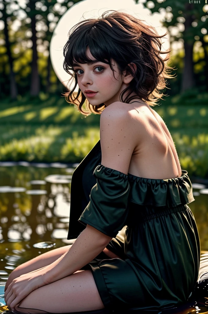 tv_Chloe_Lockley_aka_Chloelock_GM_V1, , calm expression, wearing a colorful sundress, sitting on a log at a misty forest pond, golden hour, shot from the side,, (((relaxed))), "epic-Ultra-HD-details", "epic-Ultra-HD-highlights", detailed skin, pores, PA7_Human-Likeness <lora:PA7_Beautify2:0,2>