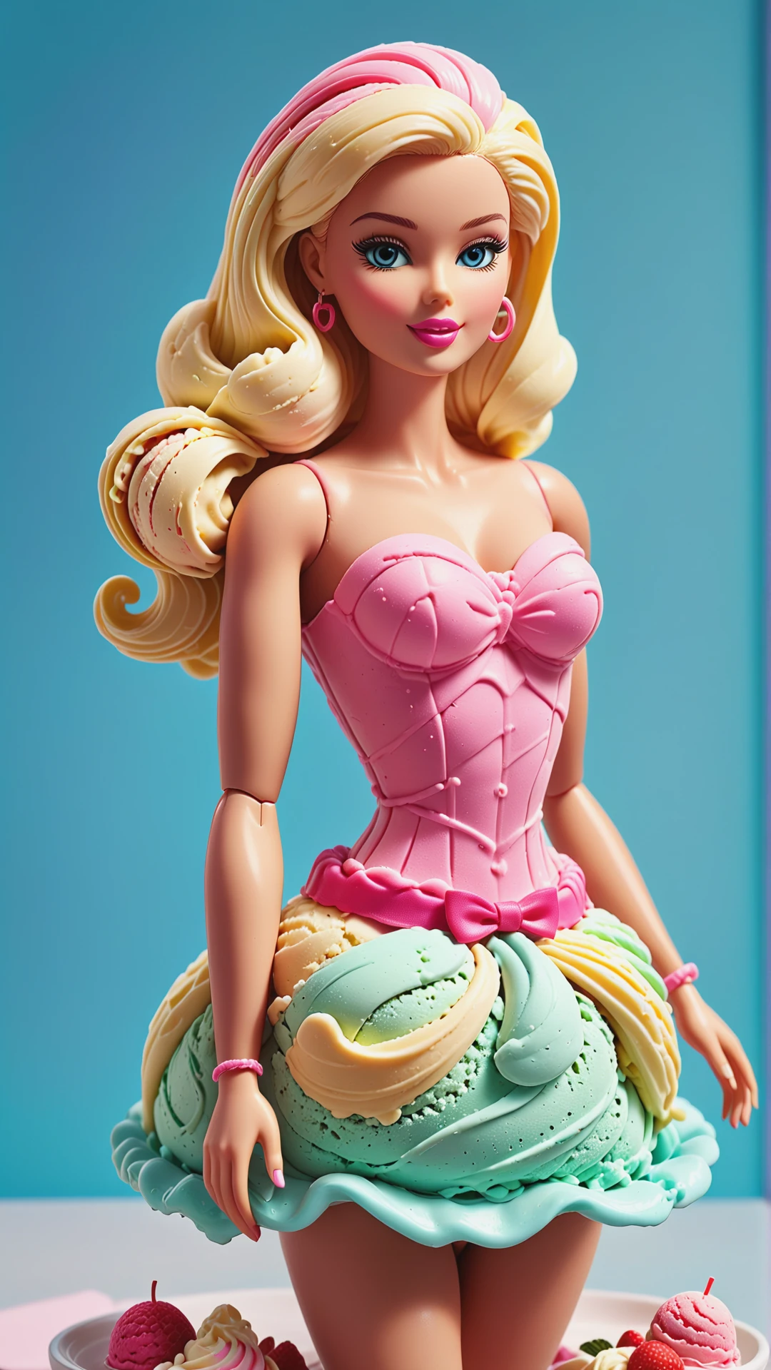 <lora:Gelato_Style_XL:1>GelatoStyle barbie, made from gelato ice cream, (Masterpiece:1.3) (best quality:1.2) (high quality:1.1)