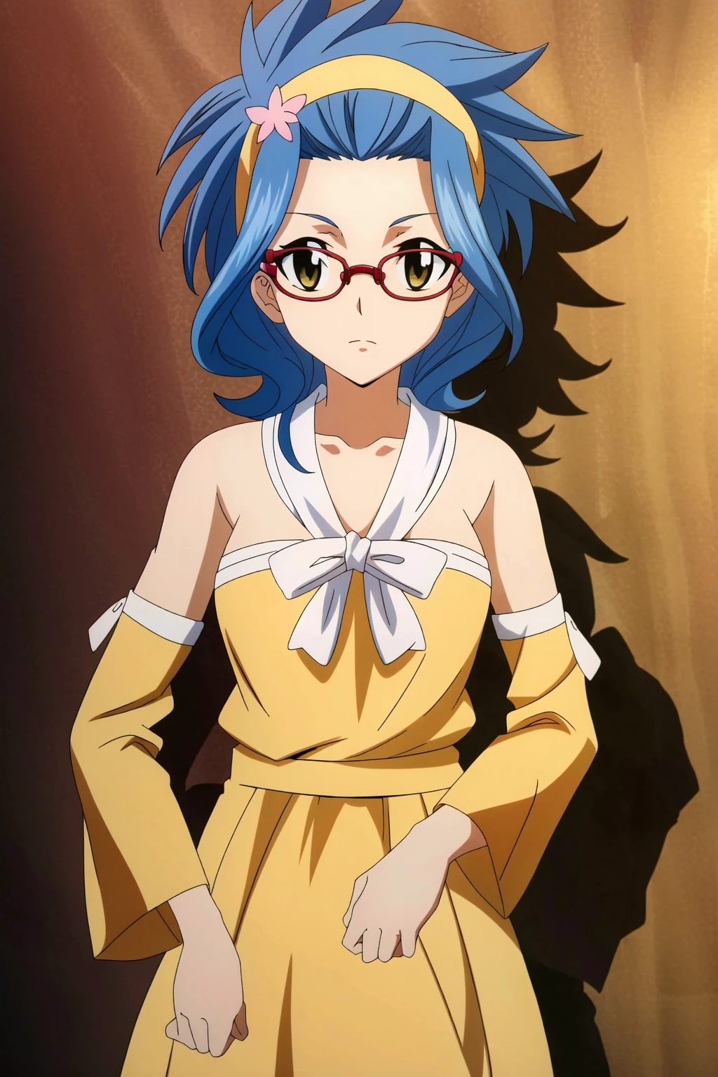 (extremely detailed CG unity 4k wallpaper),(masterpiece),(best quality),(ultra-detailed),(best illustration),(best shadow),(absurdres),(detailed background) <lora:OGT_Levy-v1:1> Levy McGarden, glasses, 1girl, adjusting eyewear, blue hair, 1boy, detached sleeves, bare shoulders, hair ornament