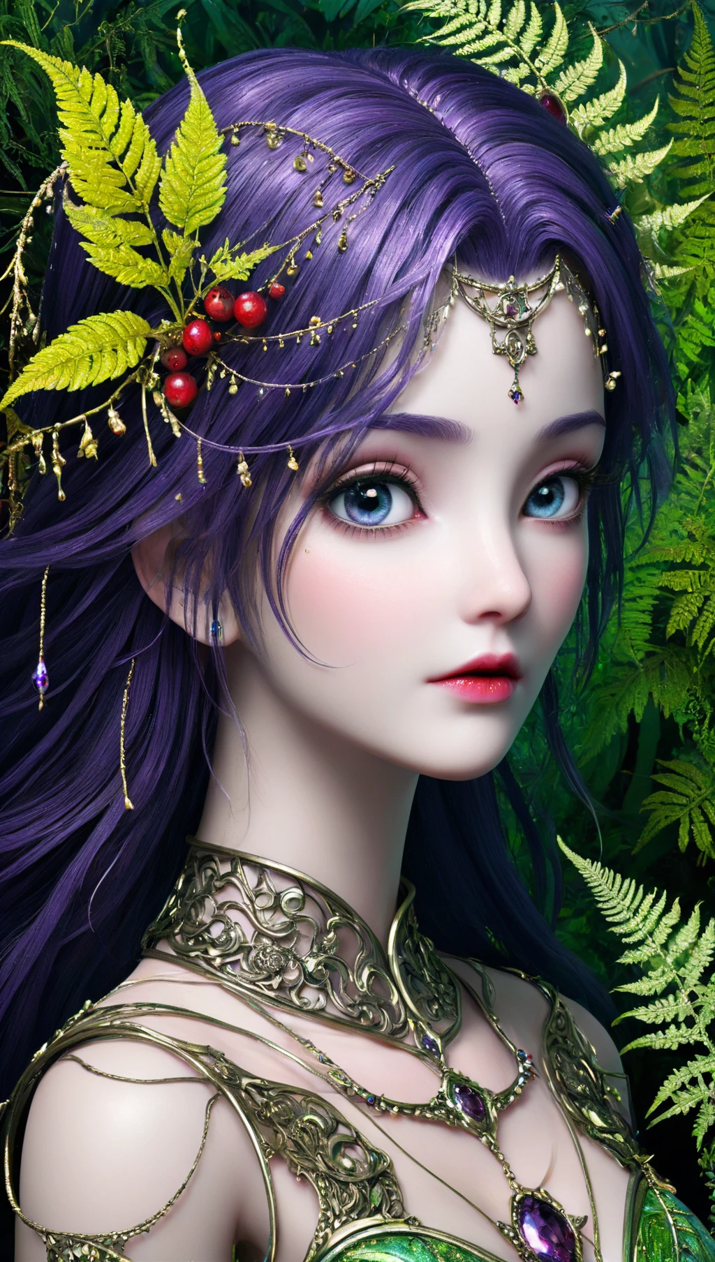triadic colors, best quality, a close up highly detailed girl, moss, ferns, rowanberries, highly detailed glittering scales, by Craola, Dan Mumford, Andy Kehoe, 2d, flat, cute, adorable, vintage, art on a cracked paper, fairytale, storybook detailed illustration, cinematic, ultra highly detailed, tiny details, beautiful details, mystical, luminism, vibrant colors, complex background<lora:xl_more_art-full_v1:0.5> <lora:YunXi_SDXL:0.6>
