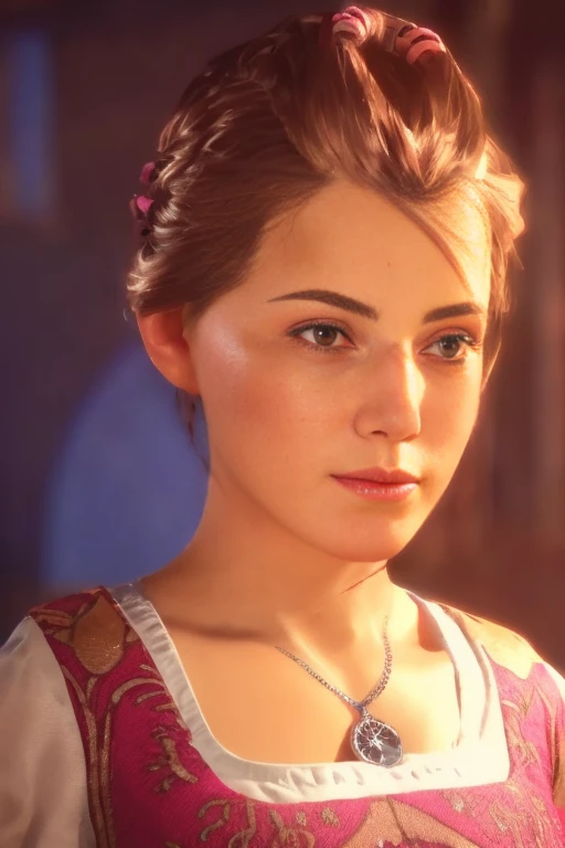 amicia, close-up, intricate dress, young, solo, slim, fair skin, realistic, unreal engine rendered, extremely detailed CG unity 8k wallpaper, (Masterpiece:1,2), best quality, original, (extremely detailed wallpaper:1.331), perfect lighting, (extremely detailed CG:1.2), brown hair, blue eyes <lora:amicia07_last_e10_n128:1>