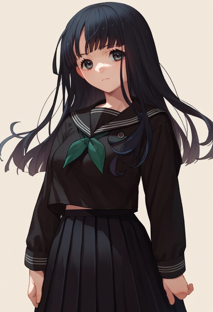 score_9, score_8_up, score_7_up, source_anime, <lora:RinneCAME-000007:1> Rinne, long hair, black hair, black eyes, black serafuku, black skirt, green necktie,