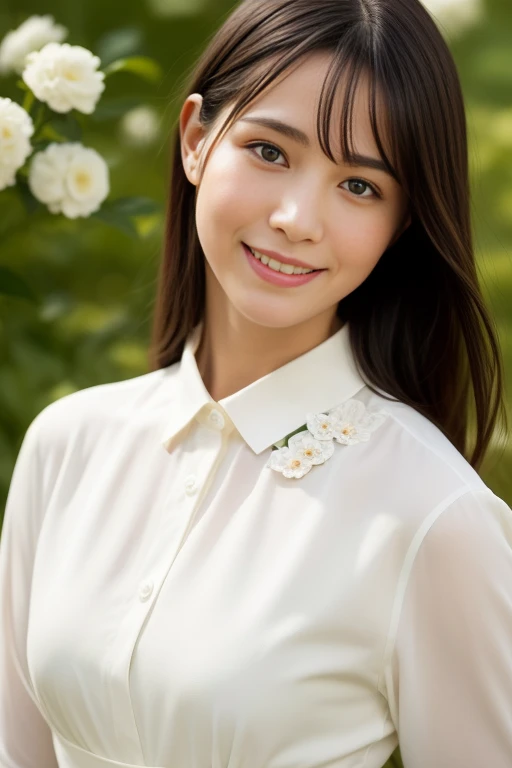 1girl,(RAW photo, best quality), (realistic, photo-realistic:1.4), masterpiece, an extremely delicate and beautiful, extremely detailed, 2k wallpaper, Amazing, finely detail, extremely detailed CG unity 8k wallpaper, ultra-detailed, highres, soft light, beautiful detailed girl, extremely detailed eyes and face, beautiful detailed nose, beautiful detailed eyes,cinematic lighting,perfect anatomy,slender body,smiling
wearing a white collared long dress,(collar,ribbon),full body
at a flower park,sakura flowers,flower garden,
<lora:datearisa_lora:0.7>