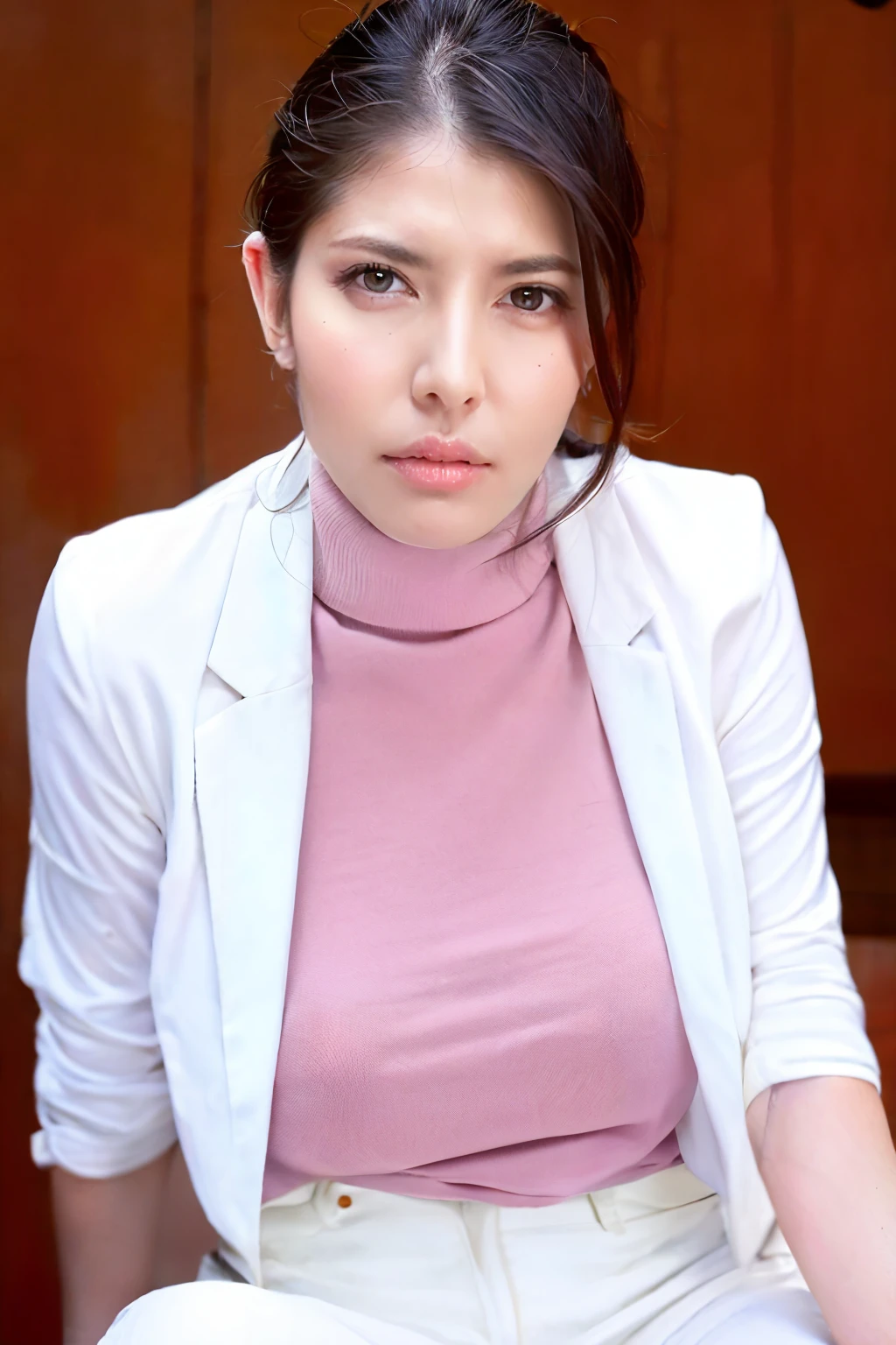 1girl, sofiatakigawa_jav, breasts, eyelashes, <lora:JAV_sofia_takigawa_v1-000010:1>, looking at viewer, cowboy shot, sitting,
dynamite lighting, attractive body, wearing white jacket and turtleneck t-shirt, white pants, lip gloss, makeup,
(ulzzang-6500:0.0), (ultimate quality, masterpiece, highres:1.0), (photorealistic, realistic:1.9), nice hands, <lora:GoodHands-beta2:1>