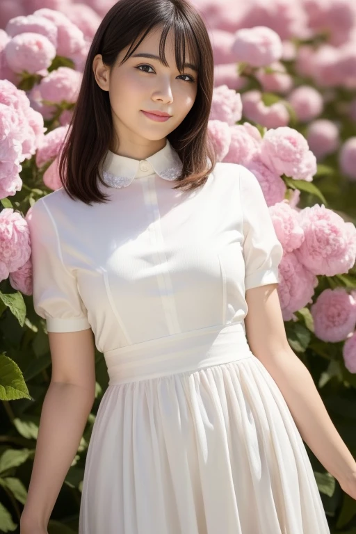 1girl,(RAW photo, best quality), (realistic, photo-realistic:1.4), masterpiece, an extremely delicate and beautiful, extremely detailed, 2k wallpaper, Amazing, finely detail, extremely detailed CG unity 8k wallpaper, ultra-detailed, highres, soft light, beautiful detailed girl, extremely detailed eyes and face, beautiful detailed nose, beautiful detailed eyes,cinematic lighting,perfect anatomy,slender body,smiling
wearing a white collared long dress,(collar,ribbon),full body
at a flower park,sakura flowers,flower garden,
<lora:datearisa_lora:0.7>