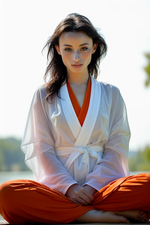 DEN_nastya_i_MA,
a Buddhist monk sitting outside and meditating in a Buddhist monastery wearing orange Buddhist robes, Buddhist, tranquillity, peace,
bokeh, f1.4, 40mm, photorealistic, raw, 8k, textured skin, skin pores, intricate details <lora:epi_noiseoffset2:1>, epiCRealism <lora:ClothingAdjuster3:-1.3>