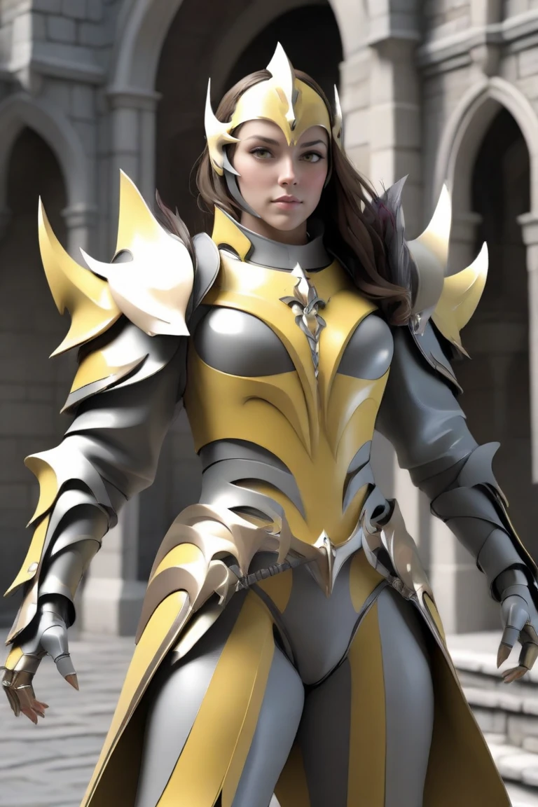 hxarmour,1girl,(yellow armour:1.3),Dynamic pose,castle,<lora:HXarmour_001AXL:0.7>,