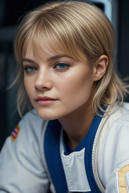 54r4hj0n35 in an astronaut suit floating on space, blonde hair, blue eyes, <lora:Sarah_Jones_PMv1_Lora:1.3>,, RAW candid cinema, 16mm, color graded portra 400 film, remarkable color, ultra realistic, textured skin, remarkable detailed pupils, realistic dull skin noise, visible skin detail, skin fuzz, dry skin, shot with cinematic camera, detailed skin texture, (blush:0.5), (goosebumps:0.5), subsurface scattering, ((Cinematic))