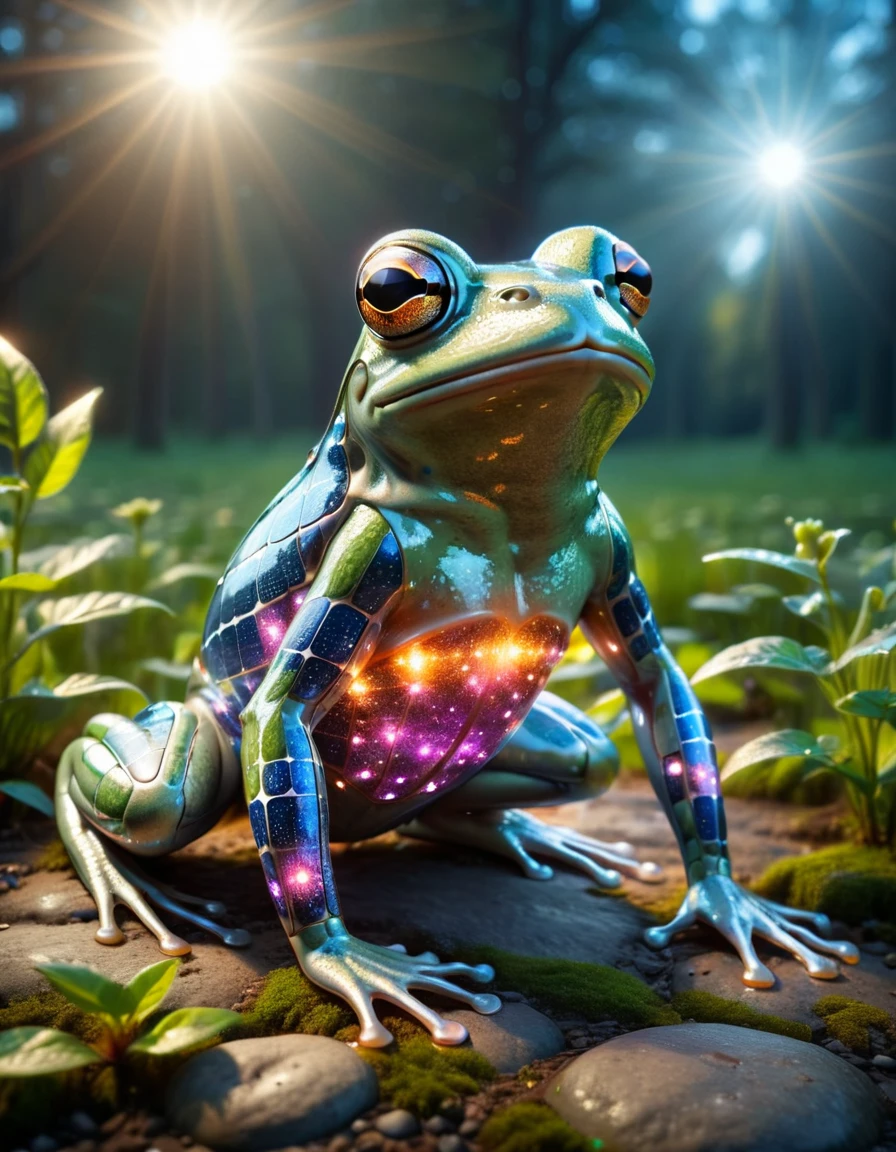macro photo, a beautiful frog, glowing lights, beautiful magical sparkles, vibrant whimsical colors, made out of ral-phtvoltc <lora:ral-phtvoltc-sdxl:1>