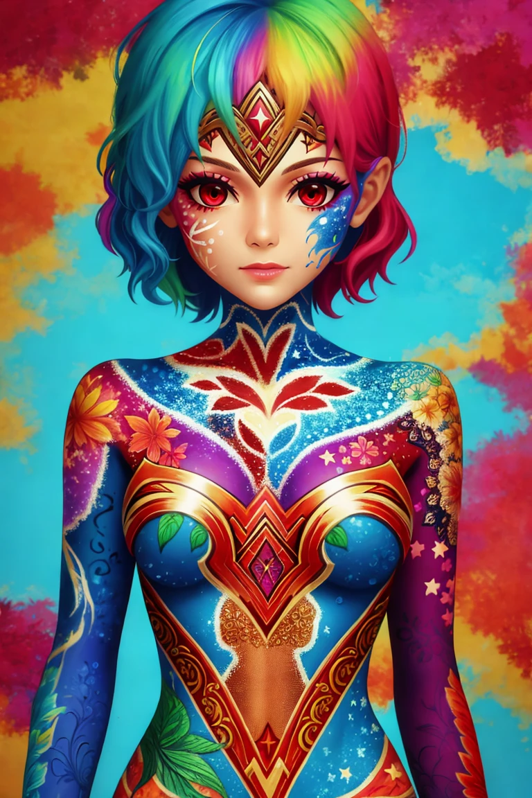 (((Ultra-HD-quality-details))) 1girl, colorful-body-painting, ww-body-painting <lora:ww-body-painting:0.8>