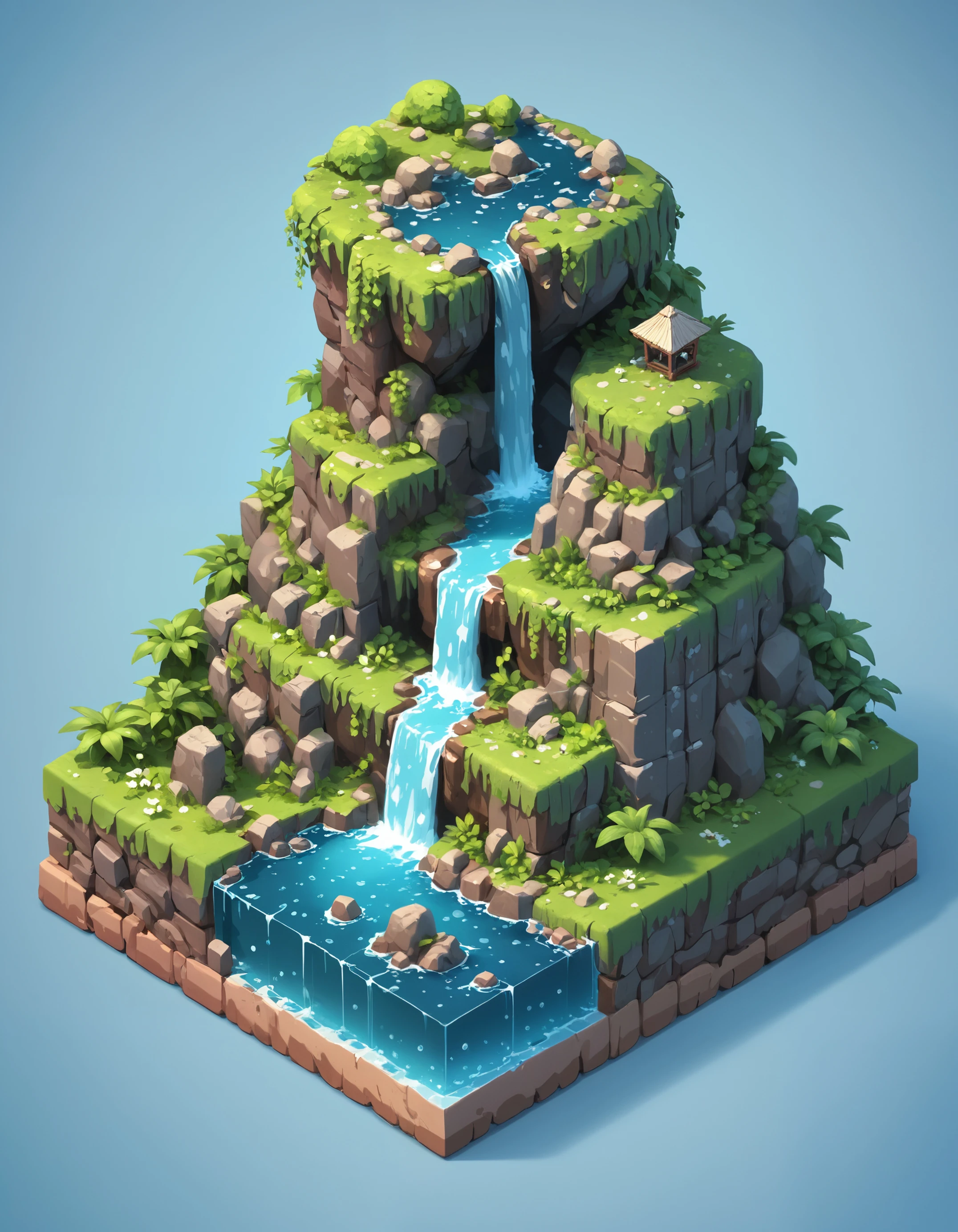 waterfall, glowing, isometric, zavy-ctsmtrc, art,