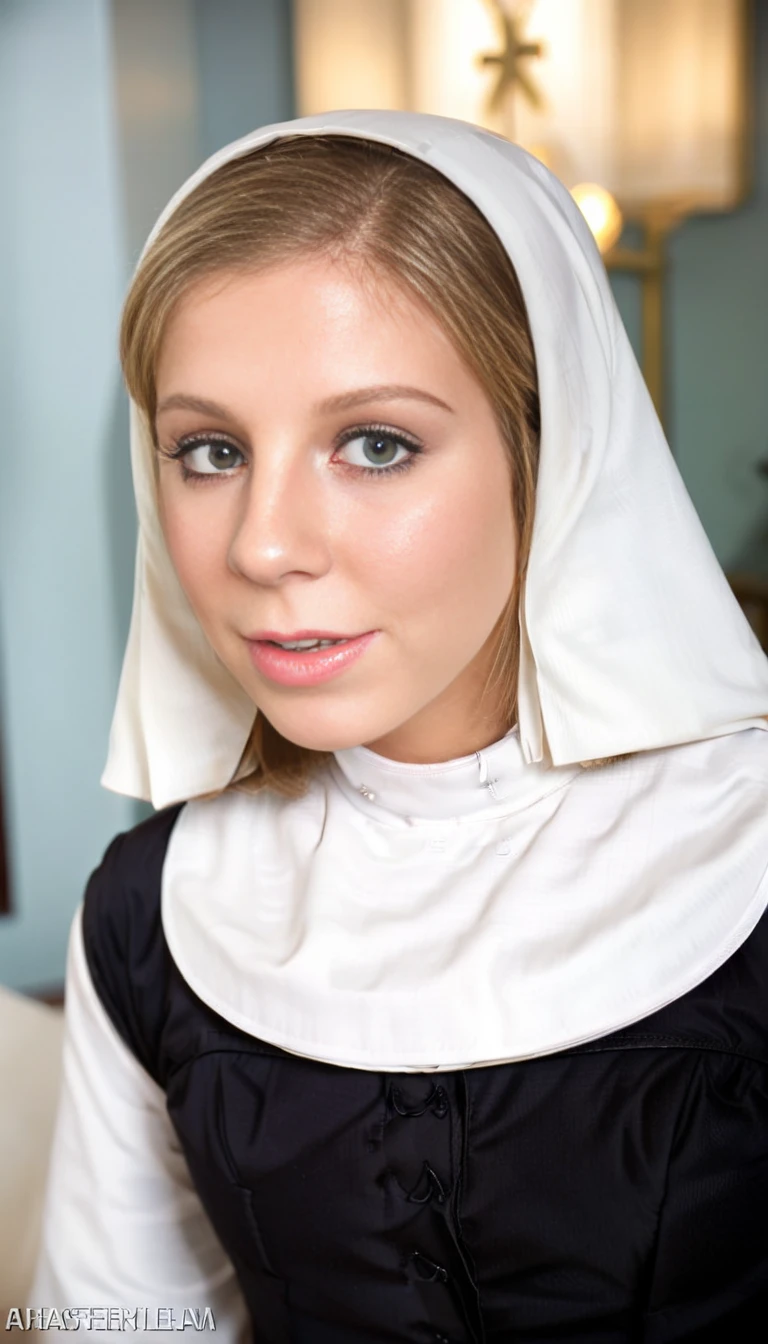 cinematic film still  <lora:chastitylynn:1> chastitylynn as a nun . shallow depth of field, vignette, highly detailed, high budget, bokeh, cinemascope, moody, epic, gorgeous, film grain, grainy