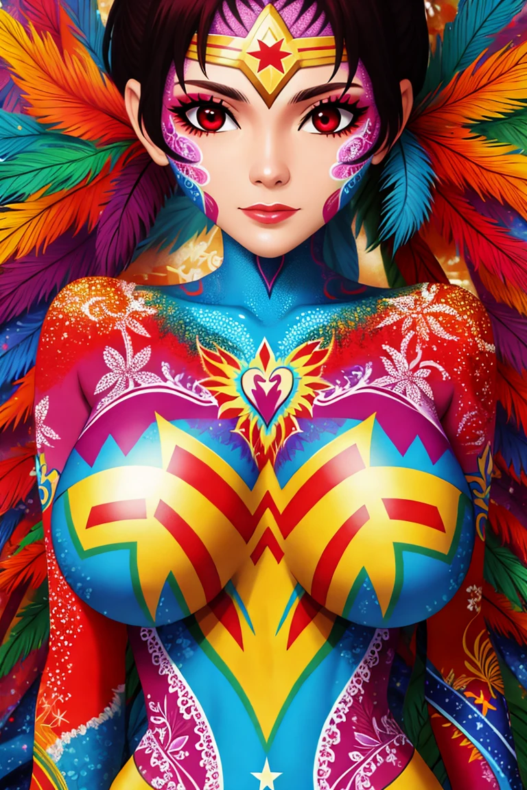 (((Ultra-HD-quality-details))) 1girl, colorful-body-painting, ww-body-painting, huge breasts, cleavage <lora:ww-body-painting:0.8>