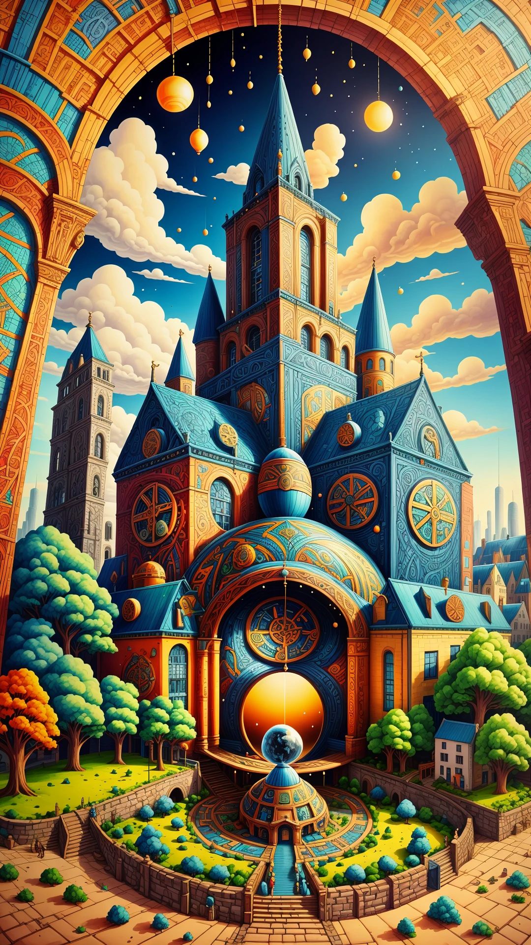 <lora:GaelicPatternStyle:1> GaelicPatternStyle a yawn capturing a tiny city within its echo