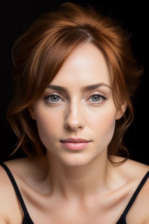 portrait of skswoman, suspicious , wearing organza , with Layered haircut , background simple, epic (photo, studio lighting, hard light, sony a7, 50 mm, matte skin, pores, colors, hyperdetailed, hyperrealistic), <lyco:Emily Blunt:1.0>