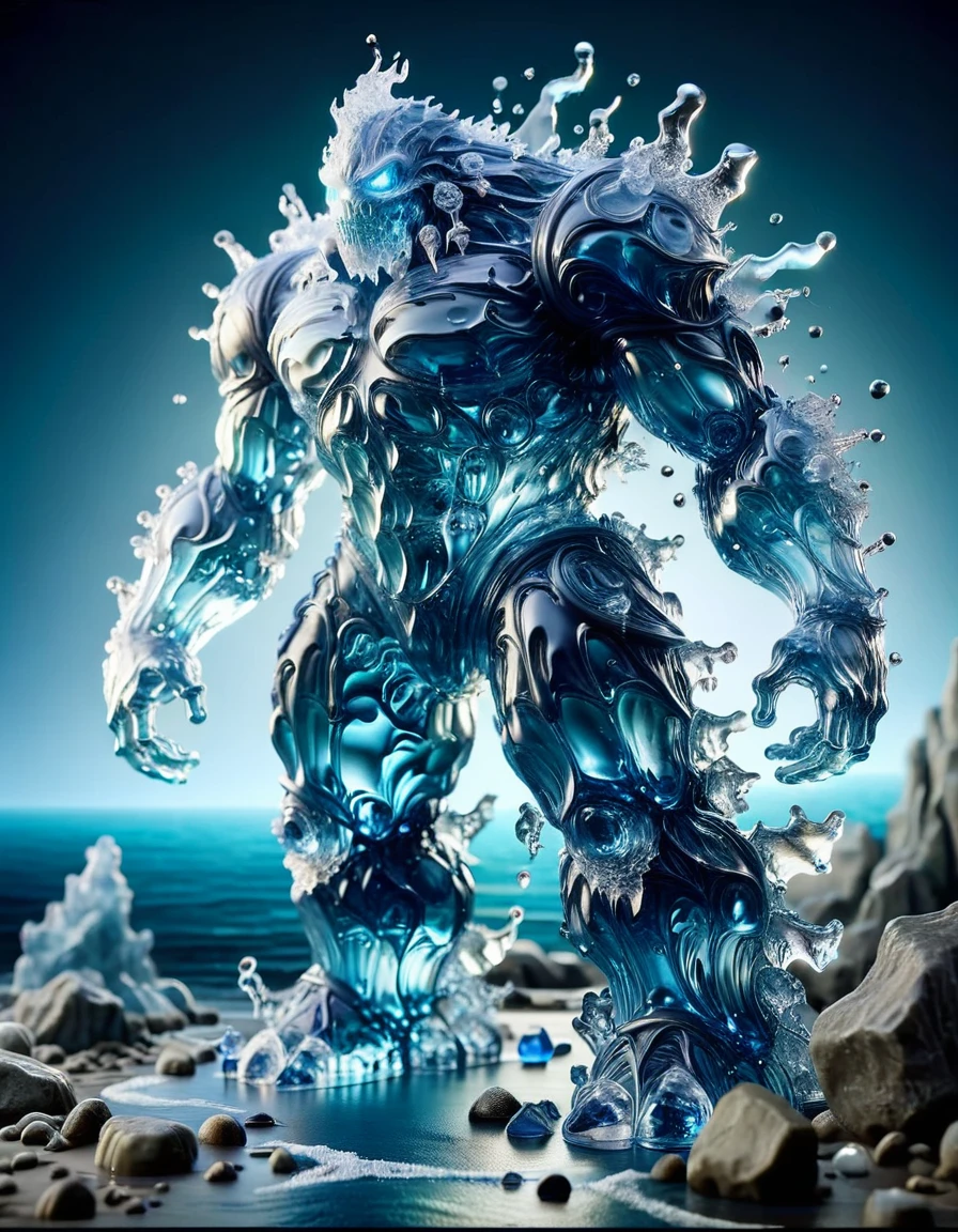 masterpiece,high resolution,detailed,
<lora:water_xl:0.8>
watermode, no humans, blue theme, ice, solo, standing, blue background, ice