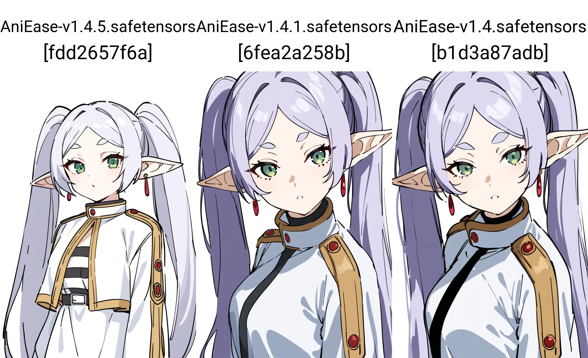 1girl, frieren, sousou no frieren,
long hair, twintails, green eyes, silver hair, white dress, pointy ears, earrings,
white background, sketch, 
masterpiece, best quality,