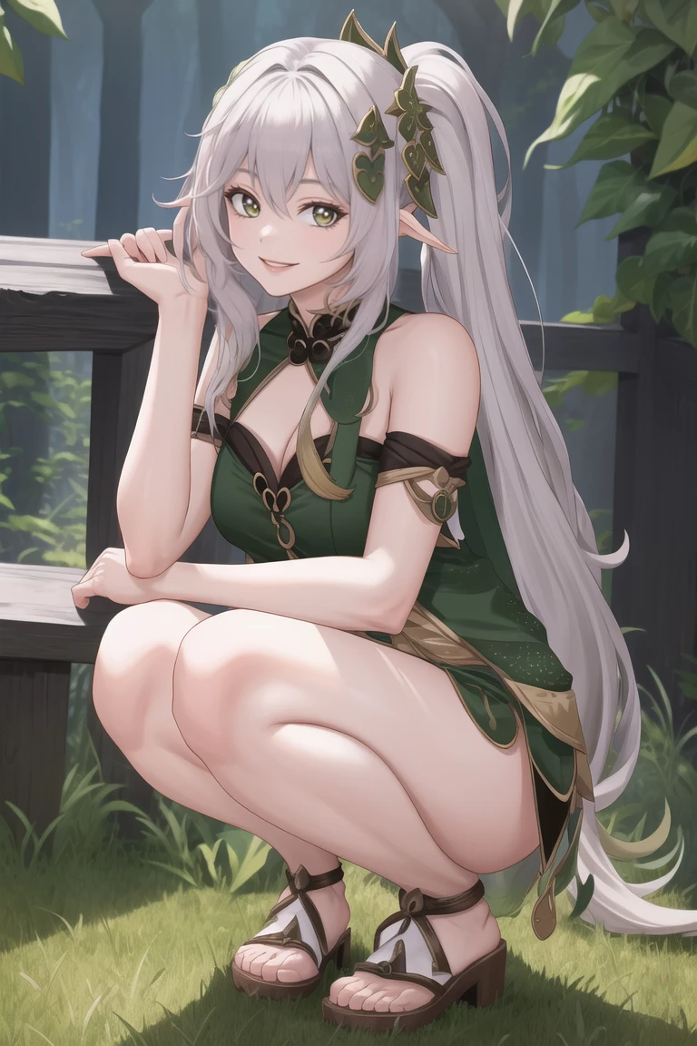 NSFW,,One Woman,Spread legs,tits out,elf,Cute face,drooping eyes,embarrassed,Medium Hair,forest,Illustration style,masutepiece, extremely fine and beautiful,Illustration、Men and SEX