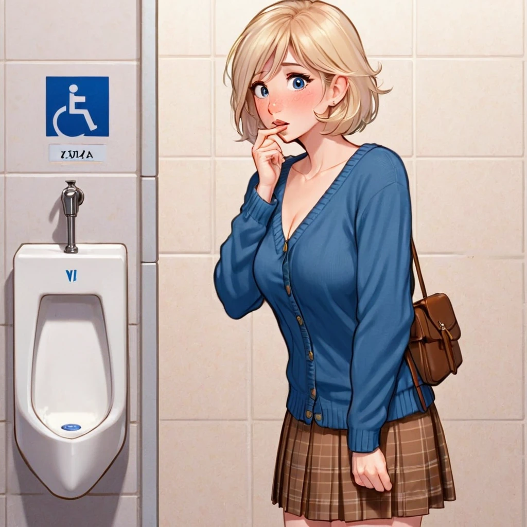 girlpeeingSDXL-----girl peeing into urinal (or pee desperation and wetting next to urinal) v1.0