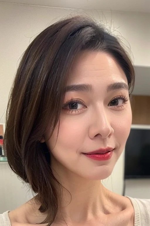 Best quality,masterpiece,ultra high res,(photorealistic:1.2),1girl,deep shadow,low key,(photorealistic:1.2),slim body,dynamic pose,face closeup,upper_body,<lora:sabrina_pai:0.9>,lipstick,(smile:0.8),sea port,
