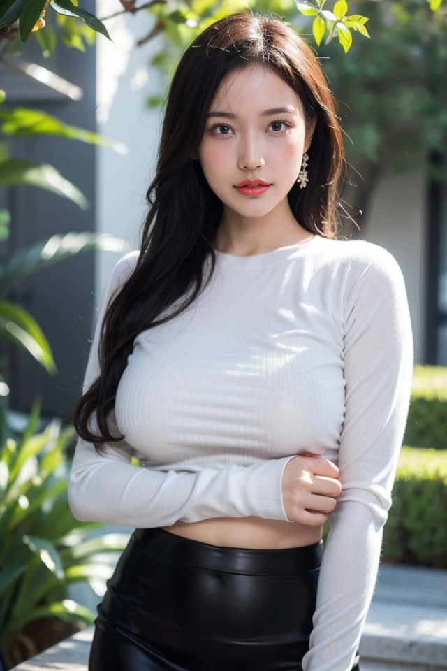 View here、Facing forward、(Belly button、Tight white t-shirt:1.5)、Black skinny pants:1.2、Ultra-high resolution、(((Blunt bangs, Princess Van))), (((Very heavy,Voluminous bangs:1.1))),(((very length, Very heavy,Very voluminous side locks:1.1))),, Princess Cut, Straight bangs hairstyle, Round face with Blunt bangs, length, Glossless hair、The bangs are cut straight,(masterpiece, Highest quality:1.5), (ultra detailed 8k cg:1.4), (hyperRealistic:1.25), (PhotoRealistic:1.25), (Realistic:1.4), Cowboy Shot,(Smile 1.3), Beautiful Japanese Girl, 12 years old, Supermodel, Japanese Idols, (Grin), (Big Breasts:1.5), Sweat、(A park with lots of greenery:1.2)、Accentuate your cleavage、Black Hair:1.2、(Full body images:1.5)、((Real person:1.5))、Perfect balance、(From above:1.5）
