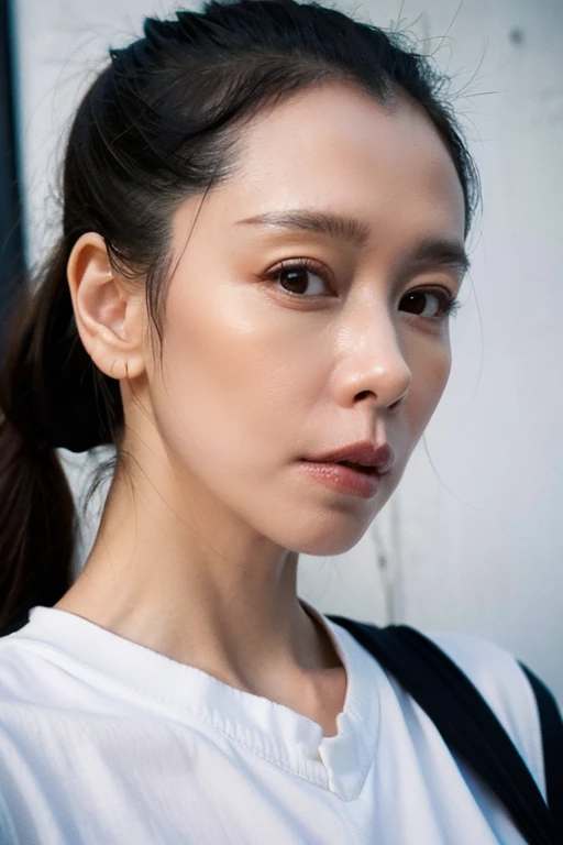 Best quality,masterpiece,ultra high res,(photorealistic:1.2),1girl,deep shadow,low key,(photorealistic:1.2),slim body,taiwan street alley,dynamic pose,face closeup,<lora:vivian_hsu:0.9>,