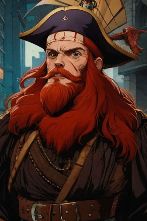 Redbeard the pirate captains the Black Falcon,