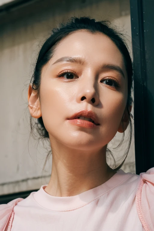 Best quality,masterpiece,ultra high res,(photorealistic:1.2),1girl,deep shadow,low key,(photorealistic:1.2),slim body,taiwan street alley,dynamic pose,face closeup,upper_body,japanese_clothes,<lora:vivian_hsu:0.9>,