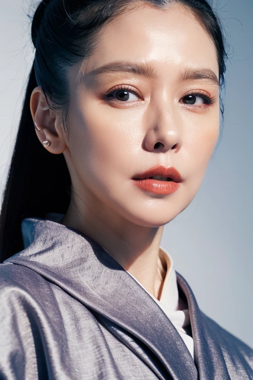 Best quality,masterpiece,ultra high res,(photorealistic:1.2),1girl,deep shadow,low key,(photorealistic:1.2),slim body,taiwan street alley,dynamic pose,face closeup,upper_body,<lora:vivian_hsu:0.9>,(kimono:1.1),makeup,lipstick,