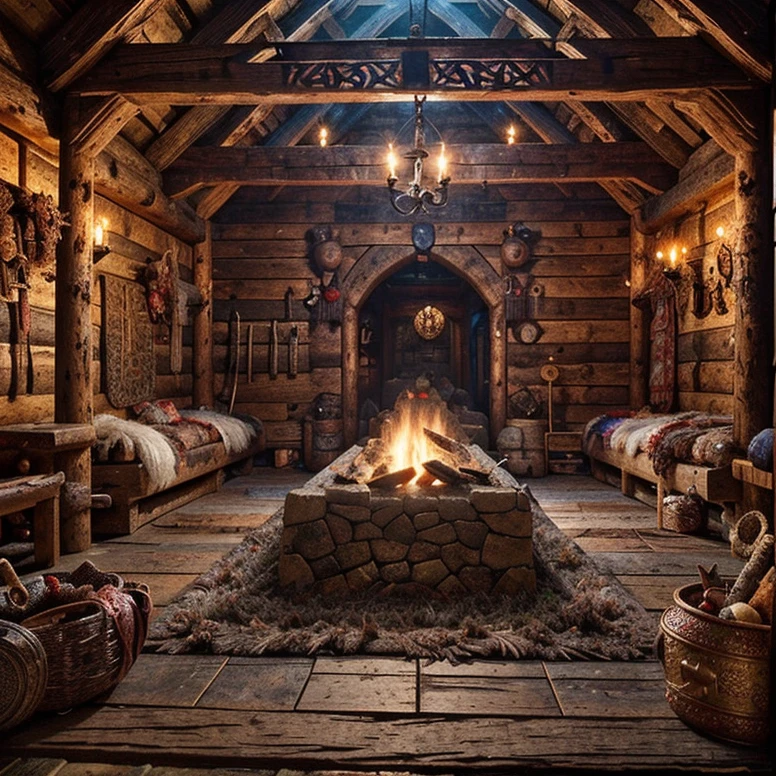 (masterpiece:1.2), (best quality,:1.2), 8k, HDR, ultra detailed, ((photorealistic)), professional light, cinematic lighting, fashion photography, ambient lighting, face lighting, <lora:detail_slider_v4:2>, intricarte celtic ornaments carved into the wood, VikInt, <lora:VikingInterior-10:0.65>, epiCPhoto