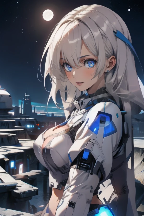 2 girls, sci-fi, spaceship, moon base