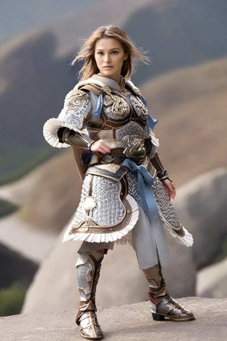 hxarmour,1 woman,(light brown armour:1.1),mountain,<lora:HXarmour_003AXL:0.8>,Casting magic pose,
