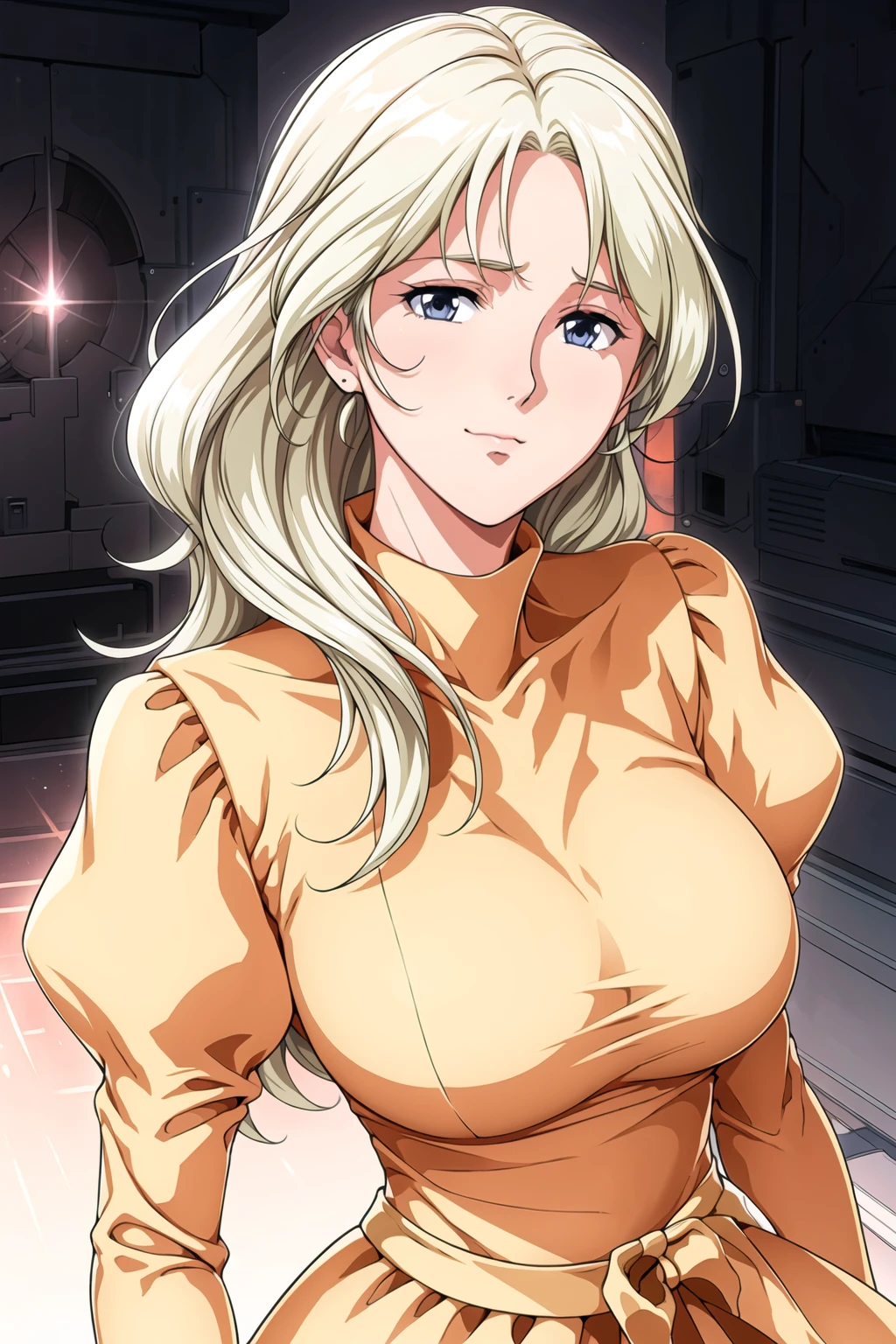Simple White Background,
dynamic pose,standing at attention,
yellow dress,turtleneck, long sleeves, puffy sleeves,
<lora:Miyuki_Aiba_TekkamanRapier-KK77-V1:0.7>,
blue eyes, blonde hair, bangs,very Long hair,
<lora:Oda_Non_Style-KK77-V2:0.3>,<lora:more_details:0.3>,
1 girl, 20yo,Young female,Beautiful long legs,Beautiful body,
Beautiful Nose,Beautiful character design, perfect eyes, perfect face,expressive eyes,perfect balance,
looking at viewer,(Focus on her face),closed mouth, (innocent_big_eyes:1.0),(Light_Smile:0.3),
official art,extremely detailed CG unity 8k wallpaper, perfect lighting,Colorful, Bright_Front_face_Lighting,White skin,
(masterpiece:1.0),(best_quality:1.0), ultra high res,4K,ultra-detailed,
photography, 8K, HDR, highres, absurdres:1.2, Kodak portra 400, film grain, blurry background, bokeh:1.2, lens flare, (vibrant_color:1.2),professional photograph,
(Beautiful,large_Breasts:1.4), (beautiful_face:1.5),(narrow_waist),