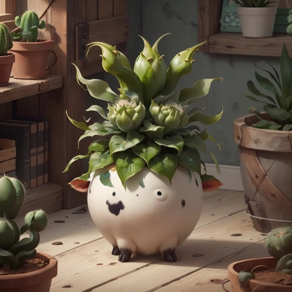 <lora:BovineDNA:0.8>,bovinedna ,
cactus in a pot,