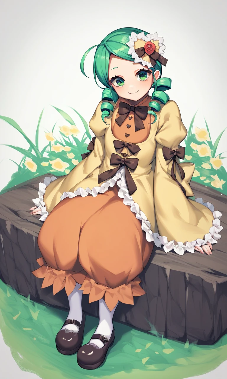 nude, thick thighs, green hair, moles, freckles, short hair, fat butt, dainty, chubby, naked, bare, exposed, without clothes, squatting, multiple people, two people