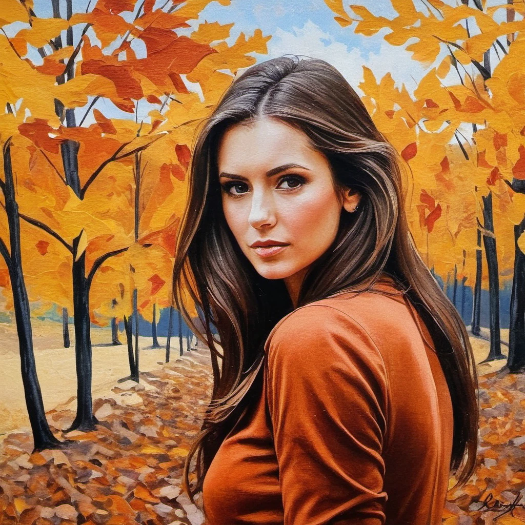 (Abstract) sketch of a woman in the fall season, oil on canvas, <lora:nidobrev_xl_1_standard_wo_cap_merger_15_63_79_04_03_03:1>