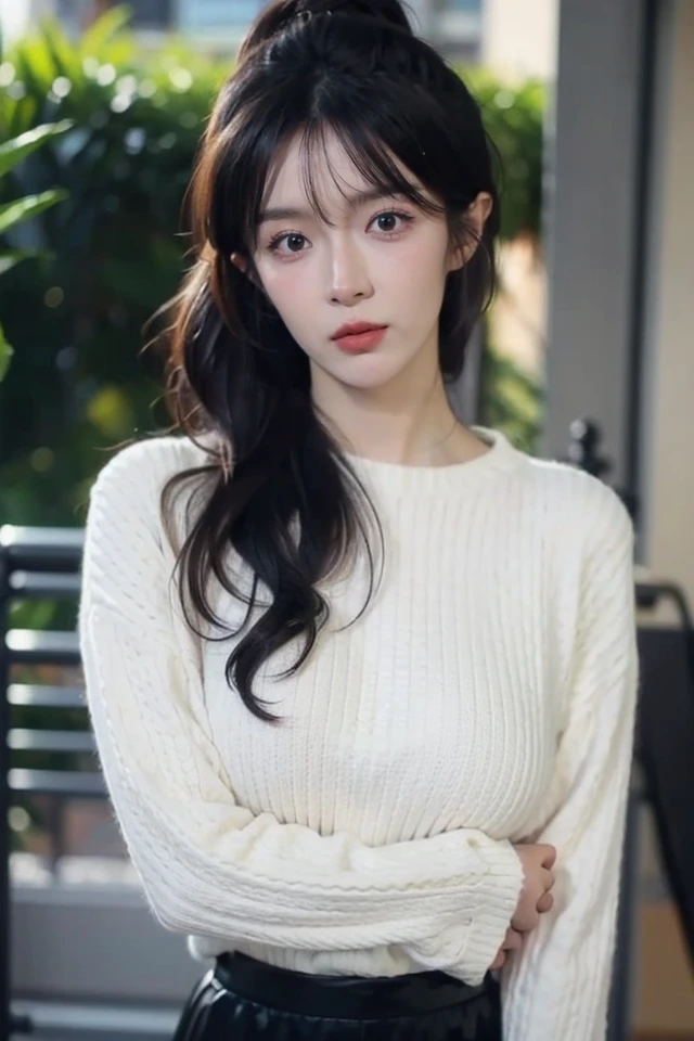 1girl,white_sweater,best quality,masterpiece,illustration,an extremely delicate and beautiful,CG,unity,8k wallpaper,Amazing,finely detail,masterpiece,official art,extremely detailed CG unity 8k wallpaper,incredibly absurdres,huge filesize,ultra-detailed,highres,extremely detailed,beautiful detailed girl,realistic,outdoors,skirt,light contrast,<lora:XiaTian_20240310093618:0.8>,