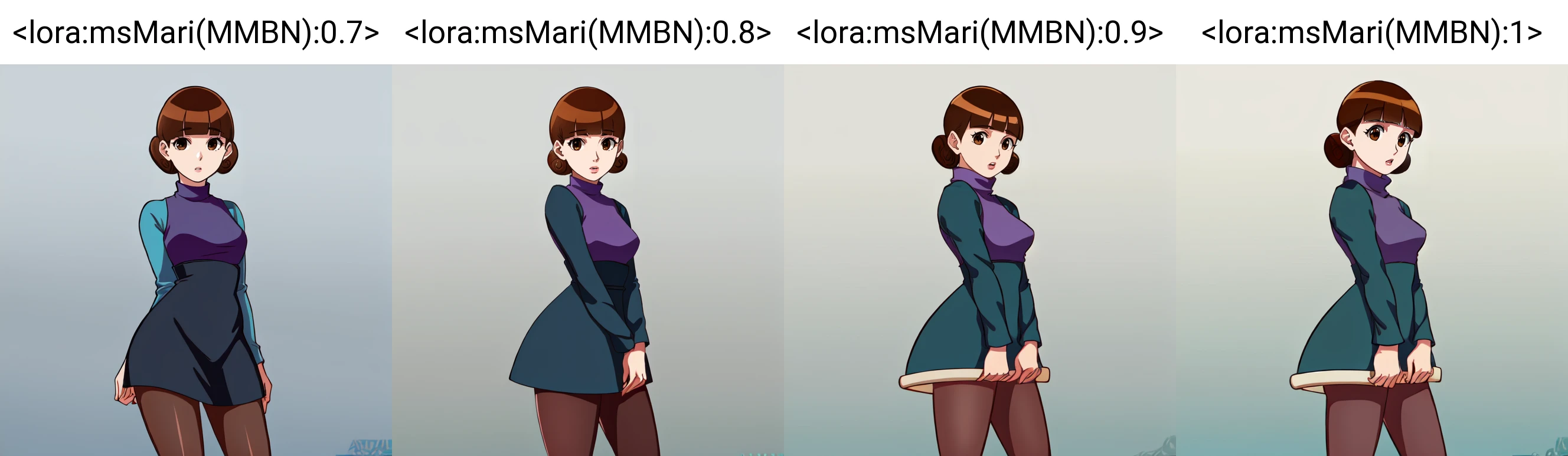 cowboy shot, solo, <lora:msMari(MMBN):0.7>, ms_mari, brown hair, brown eyes, pantyhose, dress, blunt bangs, turtleneck, short hair, simple background, highres, Digital art, trending on artstation, best quality, insanely detailed, masterpiece, stunning environment, wide-angle,