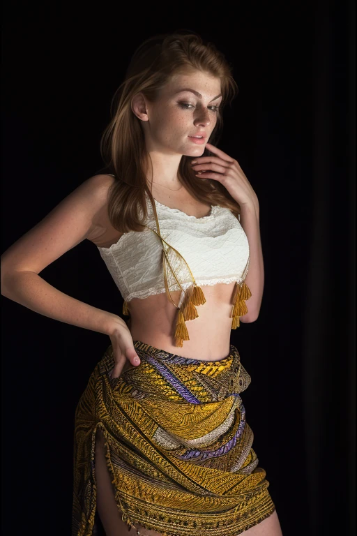 DEN_faye_reagan,
African tribe dancing wearing a grass skirt, Africa, African, bomb fire, dancing, tribal, night time scene, starry sky, tribe,
bokeh, f1.4, 40mm, photorealistic, raw, 8k, textured skin, skin pores, intricate details <lora:epi_noiseoffset2:1>, epiCRealism <lora:ClothingAdjuster3:-1.3>