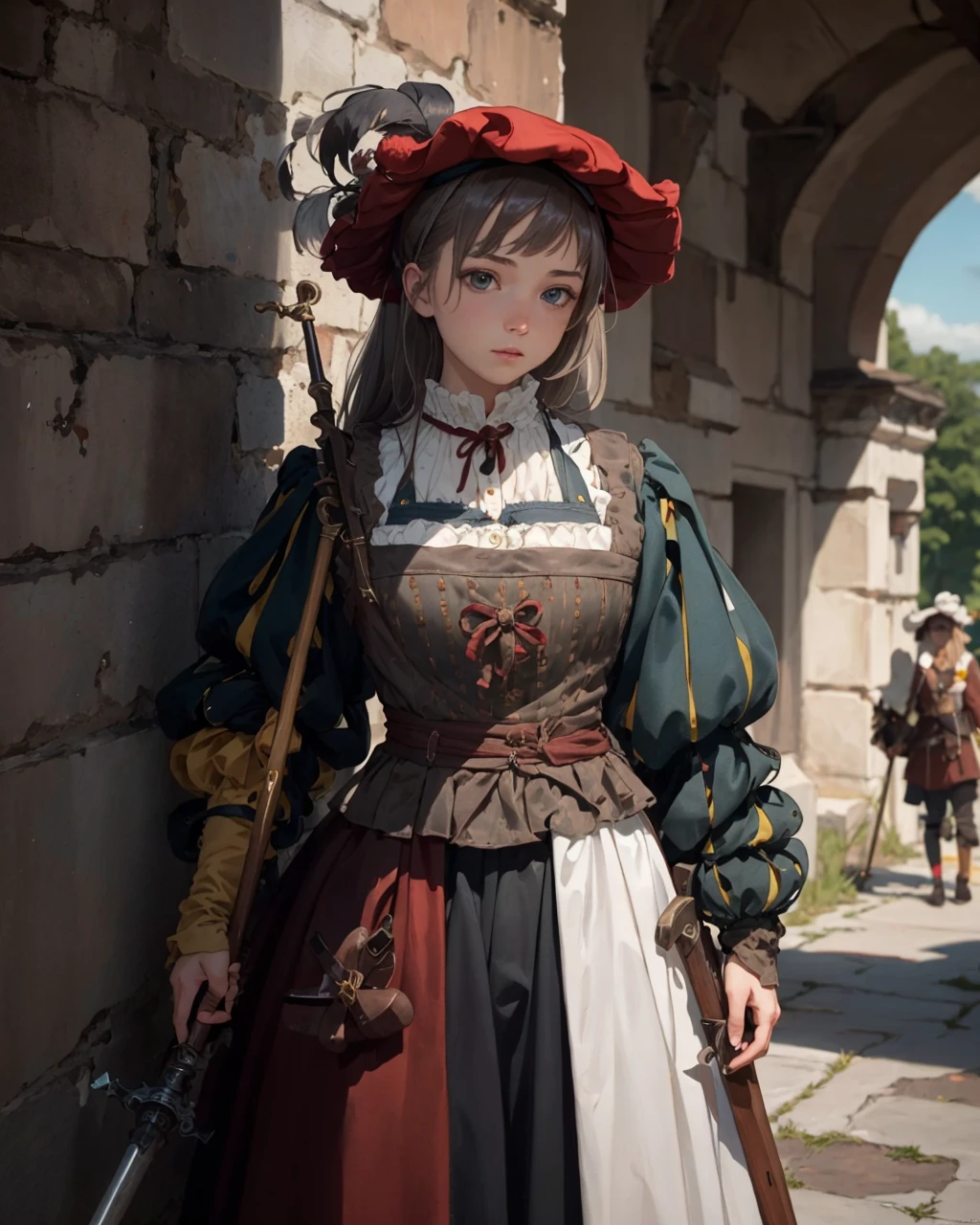 best quality,masterpiece,highly detailed,ultra-detailed,
<lora:cartoonisationer:0.5> <lora:cartoonisationer-V4-8:0.5> <lora:cartoonisationer-21st_ce:1>
<lora:neg4all_bdsqlsz_V3.5:-1> <lora:Landsknecht:1>1girl, landsknecht, weapon, hat, solo, holding weapon