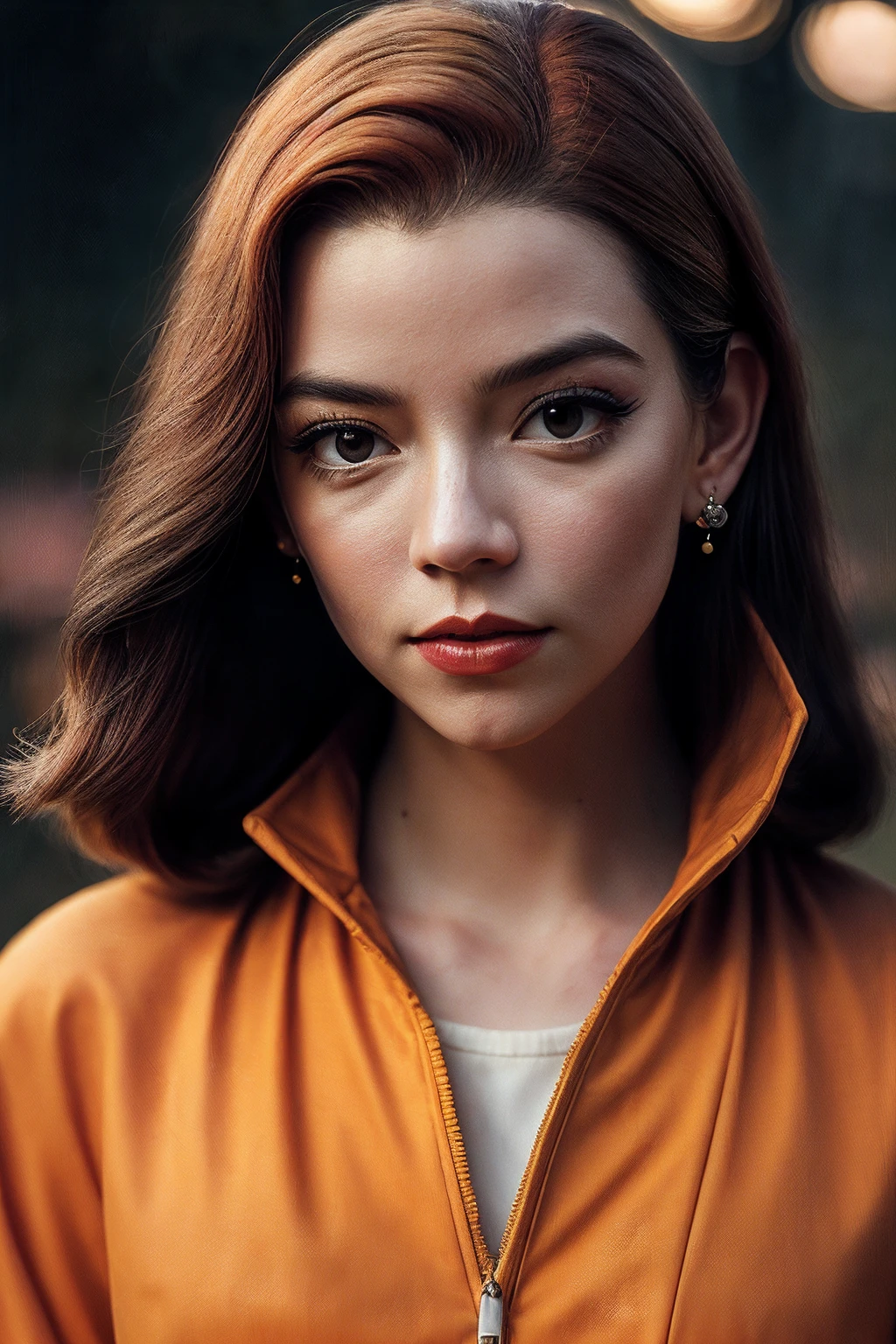photo of AnyaT_SoloTI_v1,
a beautiful woman, perfect hair, (modern photo, Tiger Orange yellow raincoat:1.1), closeup portrait, 85mm, (analog, cinematic, film grain, hazy atmosphere:1.3), ((outside, rivendell background, sunset:1.2)), detailed eyes, (painted lips), (seductive), (looking at viewer), earrings, (cinematic shot:1.3),
<lora:add_detail:0.6> ,<lora:LowRa:0.2>